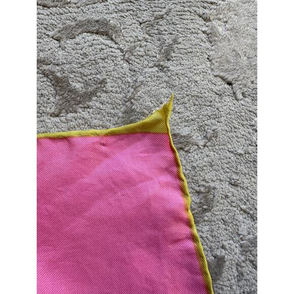 Giorgio Sant’Angelo Silk Scarf Pink Yellow Abstract Face Print 22" Retro Mod Art - Picture 5 of 6